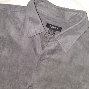 TRUST Mens XL Gray Button Down Long Sleeve Casual Shirt Top